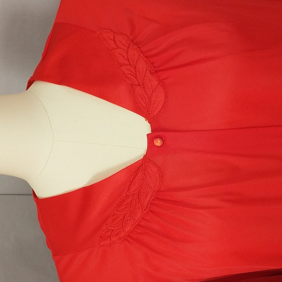 NWT Vintage Nightgown & Robe Vassarette Bright Red Made in USA Matching Set - Picture 3 of 12